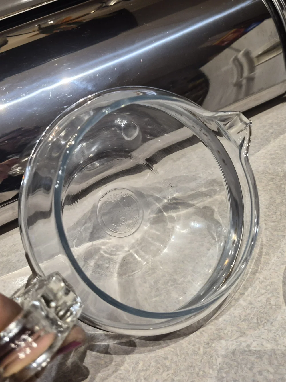 Clear Glass Teapot with Silver Band - Home Kitchen